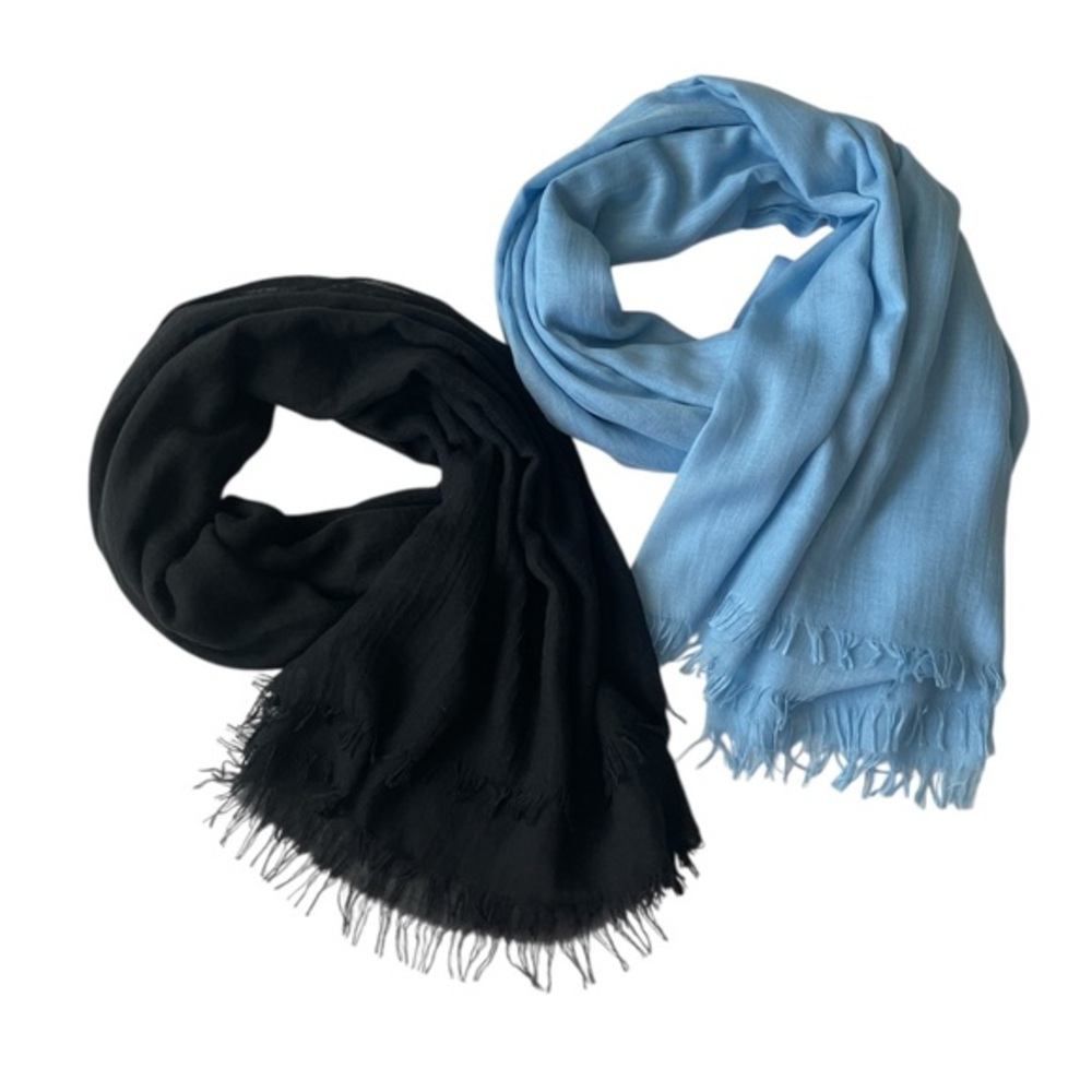 Lot of 2 pcs: 1 Black Scarf and 1 Blue Scarf